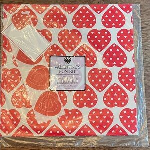 Avon Vintage Valentine's Fun Kit Red Heart Wrapping Gift Paper Sheet Stickers